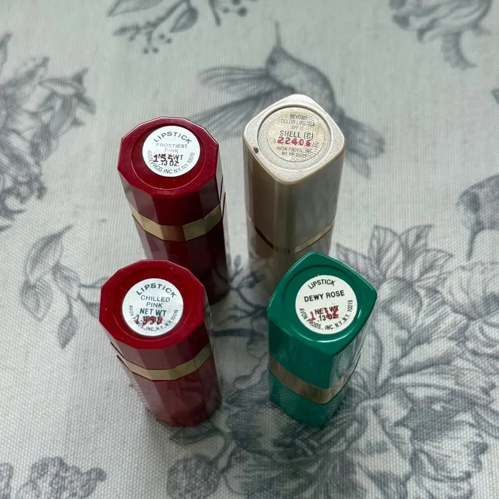 Vintage New Avon Lipstick Lot 4 Frostiest Pink Shell Pink Chilled Pink Dewy Rose